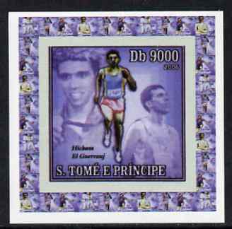 St Thomas & Prince Islands 2006 Olympic Gold Medalists #4 - Hicham El Guerrouj (Running) individual imperf deluxe sheet unmounted mint. Note this item is privately produced and is offered purely on its thematic appeal