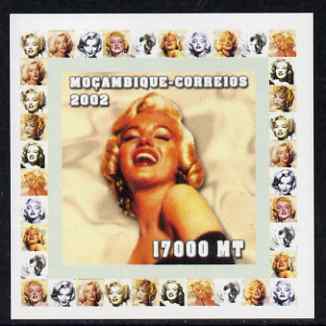 Mozambique 2002 40th Anniversary of Death of Marilyn Monroe #3 individual imperf deluxe sheet unmounted mint. Note this item is privately produced and is offered purely on its thematic appeal as Yv 1944