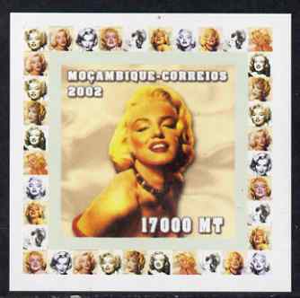 Mozambique 2002 40th Anniversary of Death of Marilyn Monroe #4 individual imperf deluxe sheet unmounted mint. Note this item is privately produced and is offered purely on its thematic appeal as Yv 1945