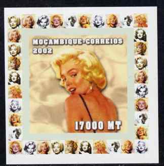 Mozambique 2002 40th Anniversary of Death of Marilyn Monroe #5 individual imperf deluxe sheet unmounted mint. Note this item is privately produced and is offered purely on its thematic appeal as Yv 1946