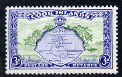 Cook Islands 1949-61 Map & Palm Trees 3d on white paper (wmk sideways) unmounted mint, SG 153b