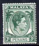Malaya - Penang 1949-52 KG6 3c green unmounted mint, SG5