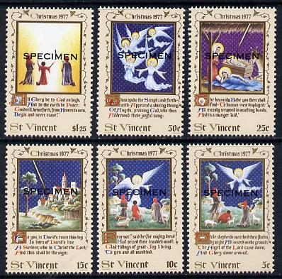 St Vincent 1977 Christmas set of 6 opt'd Specimen, as SG 544-49,unmounted mint