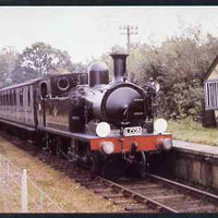 Postcard produced in 1980's in full colour showing L&SWR Adams 02 Class 0-4-4T Calbourne, unused and pristine