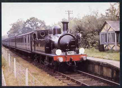 Postcard produced in 1980's in full colour showing L&SWR Adams 02 Class 0-4-4T Calbourne, unused and pristine