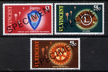 St Vincent 1978 Service Clubs set of 3 (Lions, Rotary & Jaycees) opt'd Specimen unmounted mint, as SG 561-63