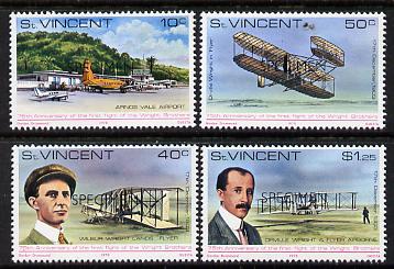 St Vincent 1978 75th Anniversary of First Flight perf set of 4 opt'd Specimen unmounted mint, as SG 566-69