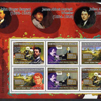 Guinea - Conakry 2007 American Impressionists perf sheetlet containing 6 values (2 sets of 3) unmounted mint