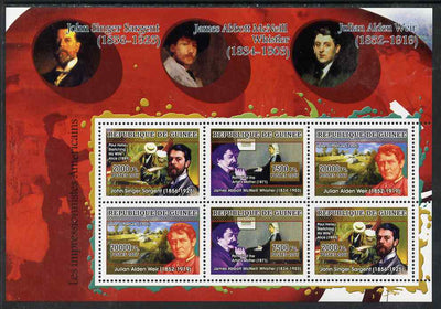Guinea - Conakry 2007 American Impressionists perf sheetlet containing 6 values (2 sets of 3) unmounted mint