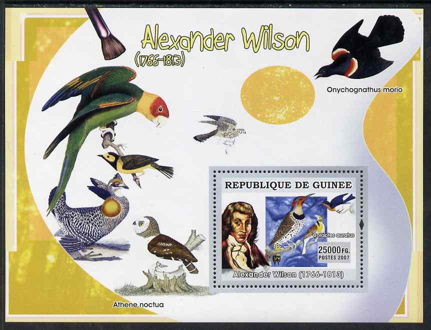 Guinea - Conakry 2007 Birds in Art (Alexander Wilson) perf souvenir sheet unmounted mint