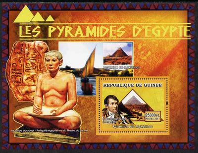 Guinea - Conakry 2007 Pyramids of Egypt (Napoleon & Scribe from the Louvre) perf souvenir sheet unmounted mint