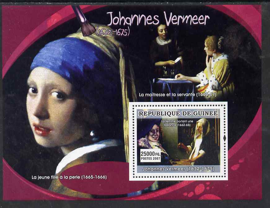 Guinea - Conakry 2007 Dutch Painters (Johannes Vermeer) perf souvenir sheet unmounted mint
