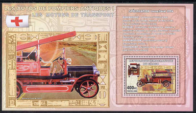 Congo 2006 Transport - Early Fire Engines (Lorne-Ford & Dennis) perf souvenir sheet unmounted mint