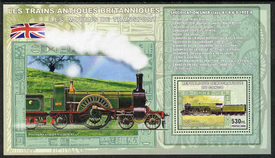 Congo 2006 Transport - British Steam Locos #5 - LNER 4-6-2 Flying Scotsman & Stirling 8ft Single 4-2-2 perf souvenir sheet unmounted mint