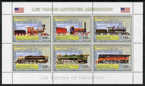 Congo 2006 Transport - American Steam Locos perf sheetlet containing 6 values unmounted mint