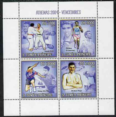 St Thomas & Prince Islands 2006 Athens Olympic Games Winners perf sheetlet containing 4 values unmounted mint, Mi 2729-32