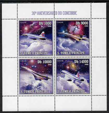 St Thomas & Prince Islands 2006 30th Anniversary of Concorde perf sheetlet containing 4 values unmounted mint, Mi 2724-27