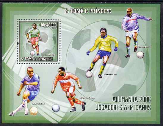 St Thomas & Prince Islands 2006 Football World Cup - African Players perf souvenir sheet unmounted mint, Mi BL 536