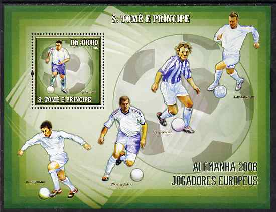 St Thomas & Prince Islands 2006 Football World Cup - European Players perf souvenir sheet unmounted mint, Mi BL 537