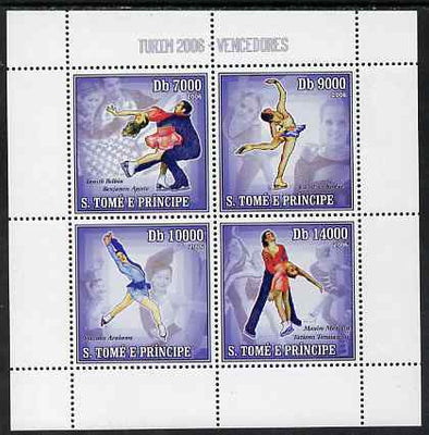 St Thomas & Prince Islands 2006 Turin Winter Olympic Games Winners perf sheetlet containing 4 values unmounted mint, Mi 2734-37