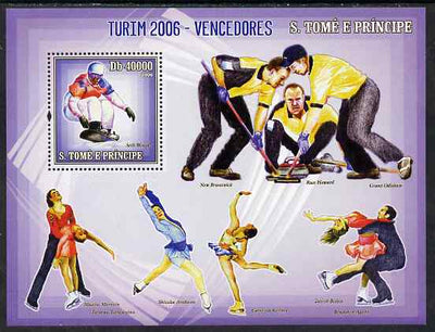 St Thomas & Prince Islands 2006 Turin Winter Olympic Games Winners perf souvenir sheet unmounted mint, Mi BL 535