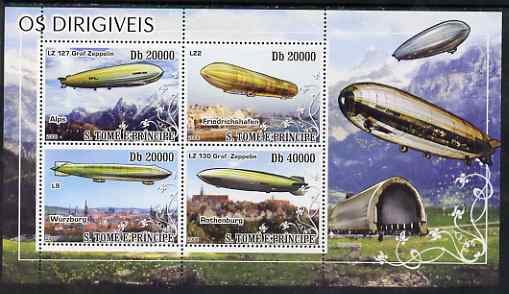 St Thomas & Prince Islands 2008 Airships perf sheetlet containing 4 values unmounted mint