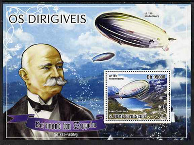 St Thomas & Prince Islands 2008 Airships (Hindenburg) perf souvenir sheet unmounted mint