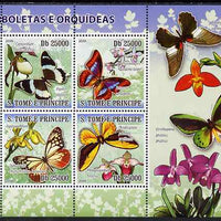 St Thomas & Prince Islands 2008 Butterflies & Orchids perf sheetlet containing 4 values unmounted mint