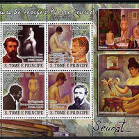 St Thomas & Prince Islands 2008 Paintings by Georges Seurat perf sheetlet containing 4 values unmounted mint