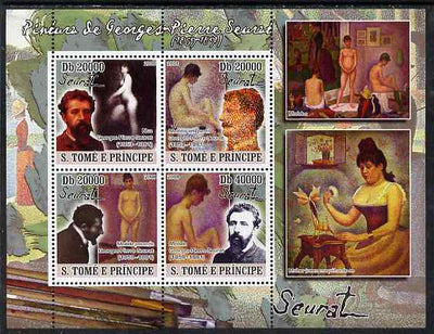 St Thomas & Prince Islands 2008 Paintings by Georges Seurat perf sheetlet containing 4 values unmounted mint