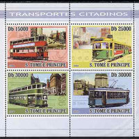 St Thomas & Prince Islands 2008 City Transport - Trams perf sheetlet containing 4 values unmounted mint