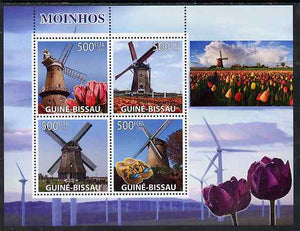 Guinea - Bissau 2008 Windmills & Tulips perf sheetlet containing 4 values unmounted mint