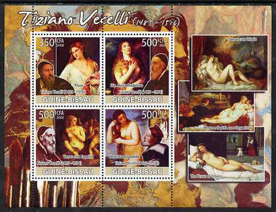 Guinea - Bissau 2008 Nude paintings by Tiziano Vecelli perf sheetlet containing 4 values unmounted mint