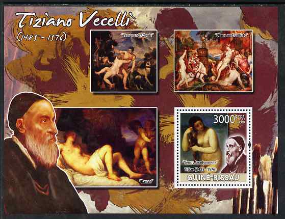 Guinea - Bissau 2008 Nude paintings by Tiziano Vecelli perf souvenir sheet unmounted mint