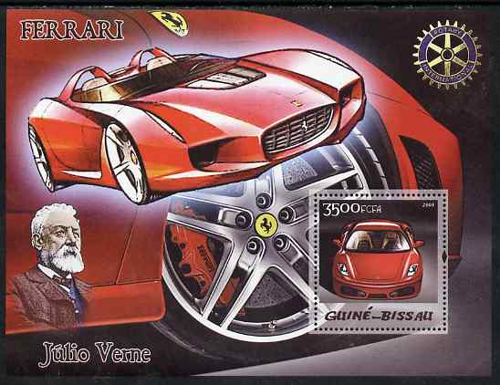 Guinea - Bissau 2005 Ferrari Cars & Jules Verne with Rotary Logo perf s/sheet unmounted mint Mi BL 515