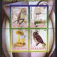 Malawi 2008 Owls & Mushrooms #2 perf sheetlet containing 4 values, each with Scout logo fine cto used