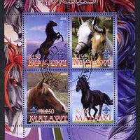 Malawi 2008 Horses perf sheetlet containing 4 values, each with Scout logo fine cto used
