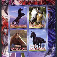 Malawi 2008 Horses perf sheetlet containing 4 values, each with Scout logo unmounted mint
