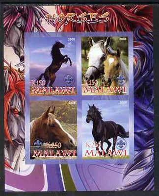 Malawi 2008 Horses imperf sheetlet containing 4 values, each with Scout logo unmounted mint