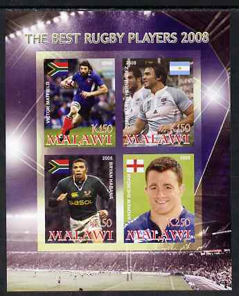 Malawi 2008 The Best Rugby Players imperf sheetlet containing 4 values, unmounted mint