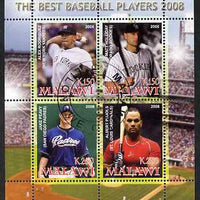 Malawi 2008 The Best Baseball Players perf sheetlet containing 4 values, fine cto used