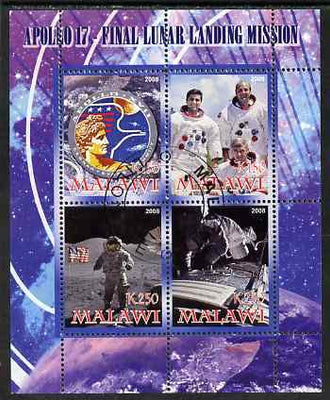 Malawi 2008 Apollo 17 perf sheetlet containing 4 values, fine cto used