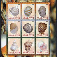 Malawi 2008 Sea Shells perf sheetlet containing 9 values unmounted mint