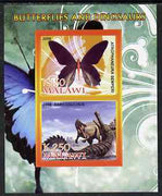 Malawi 2008 Butterflies & Dinosaurs #4 imperf sheetlet containing 2 values unmounted mint