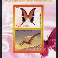Malawi 2008 Butterflies & Dinosaurs #5 imperf sheetlet containing 2 values unmounted mint
