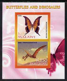 Malawi 2008 Butterflies & Dinosaurs #5 imperf sheetlet containing 2 values unmounted mint