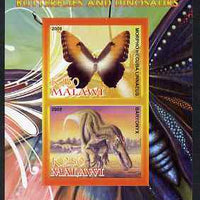 Malawi 2008 Butterflies & Dinosaurs #6 imperf sheetlet containing 2 values unmounted mint