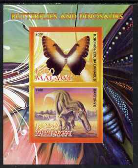 Malawi 2008 Butterflies & Dinosaurs #6 imperf sheetlet containing 2 values unmounted mint