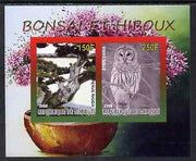 Djibouti 2008 Bonsai & Owls #1 imperf sheetlet containing 2 values unmounted mint