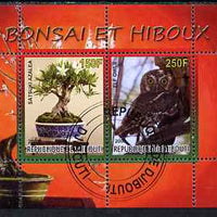 Djibouti 2008 Bonsai & Owls #2 perf sheetlet containing 2 values fine cto used